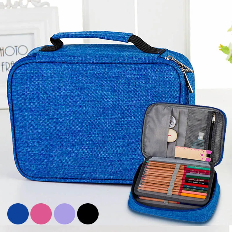 

72 Holes Portable Oxford Cloth School Pencils Case Large Capacity Pencil Bag For Colored Pencils Watercolor Art Supplies Gifts