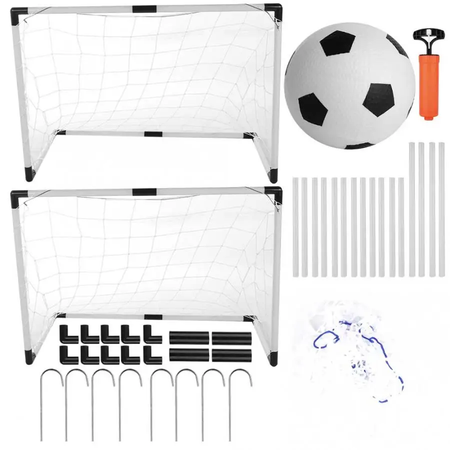 

Tranning Equipment League Oudoor Folding Children Double Football Soccer Goal Gate Kit with Ball Pump Kid Training Toys Net