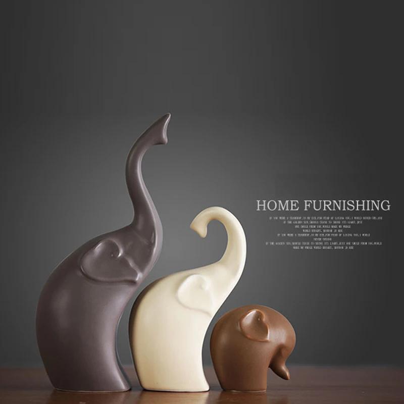 

AIMS Home Furnishing jewelry creative ornaments ceramic three elephants