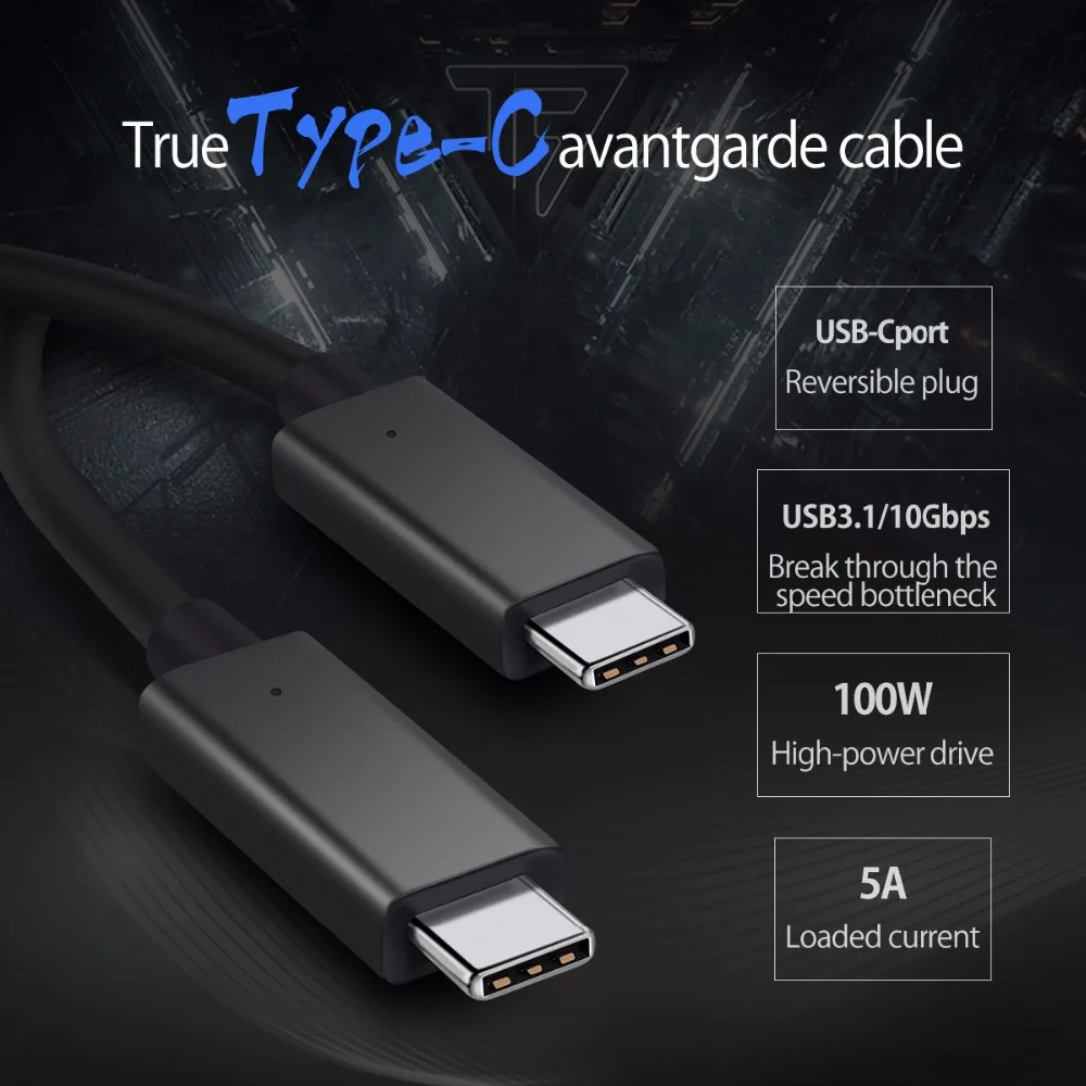 ORICO USB tipo C 10 Gbps Cable USB3.1 GEN2 carga rápida de datos USB a tipo C Cable del teléfono móvil cables 50 cm apoyado fuente de 100 W