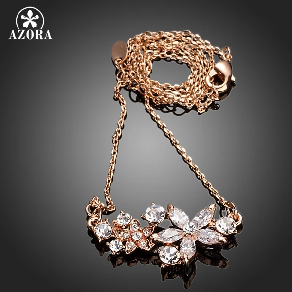 AZORA золотые и с украшениями в виде звезды цветка Cubic Zirconia кулон Цепочки ожерелья