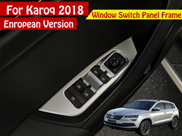 

Car Window Switch Adjust Lift Panel Cover Trim Garnish Frame Car Stickers Car Styling 4Pcs/Set For Skoda Karoq 2017 2018