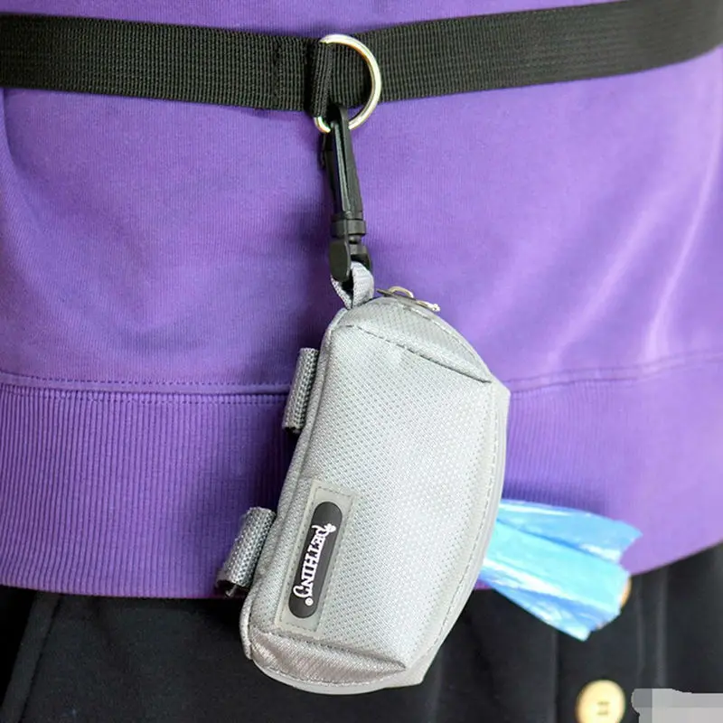 

1Pc Waste Pet Dog Puppy Pick-Up Bags Pet Poop Bag Holder Hook Pouch Portable Black/Gray C42