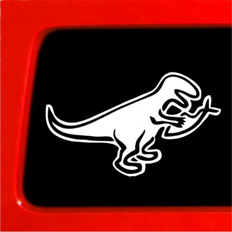 恐竜食べるイエス魚ダーウィン進化無神論車のバンパーステッカーおかしい6 ワイドトラックノートブックダイカットdeacl色 白 ステッカー Aliexpress