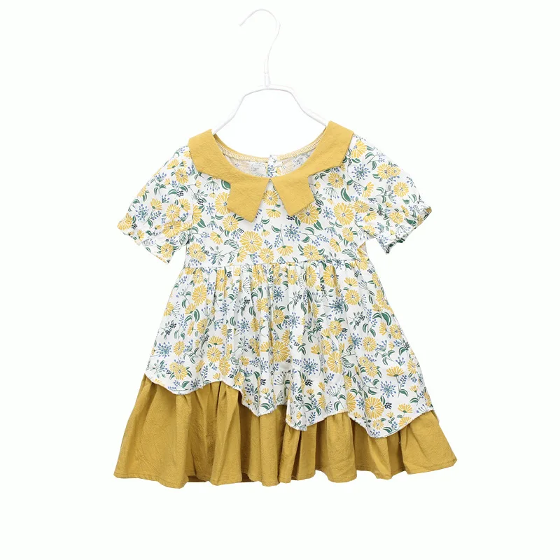 

2019 Summer Floral Girl Dress Cotton Kids Dresses for Girls Trendy Children Dress Fashion Girls Clothing