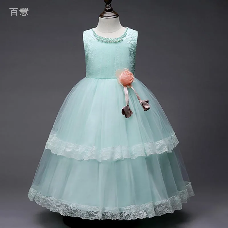 

Beading Girl Dress Girls sleeveless lace Princess Dress Kids Ball Gown Dresses Party Birthday Wedding Baby Girls clothing Summer