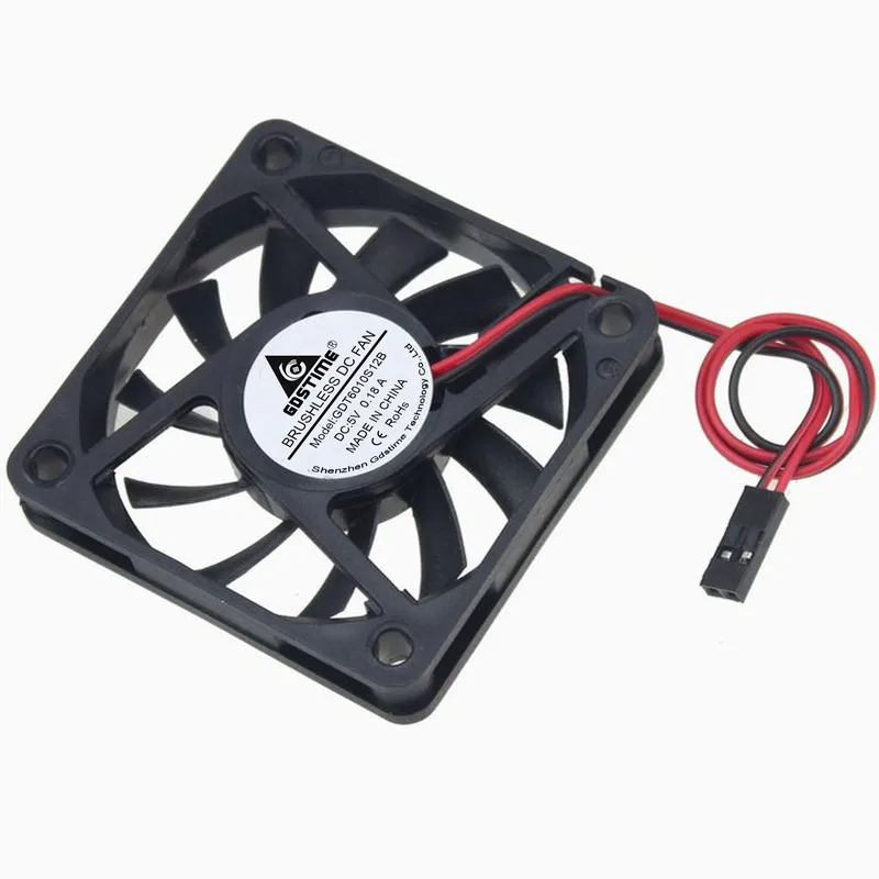 

Gdstime 5 Pcs DC 5V 2Pin Dupont 60x60x10mm PC Computer CPU VGA Heatsink Cooling Fan 60mm Brushless Cooler 6cm 6010