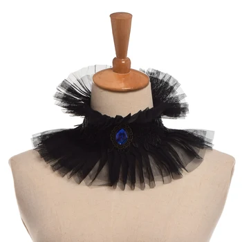 

Women Vintage Victorian Period Black Detachable Collar Neck Ruff Cosplay Props