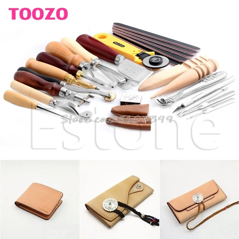 

Leather Craft Punch Tools Kit Stitching Carving Working Sewing Saddle Groover M12 dropship