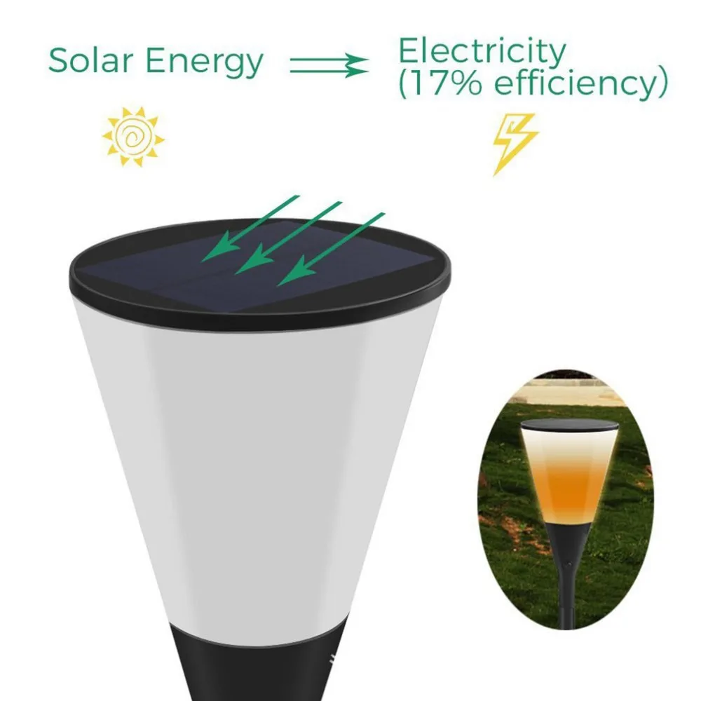 Энергосберегающий фонарь на солнечной батарее, мерцающий свет пламени, водонепроницаемый для наружных дорожек, двора, сада с наземным колом