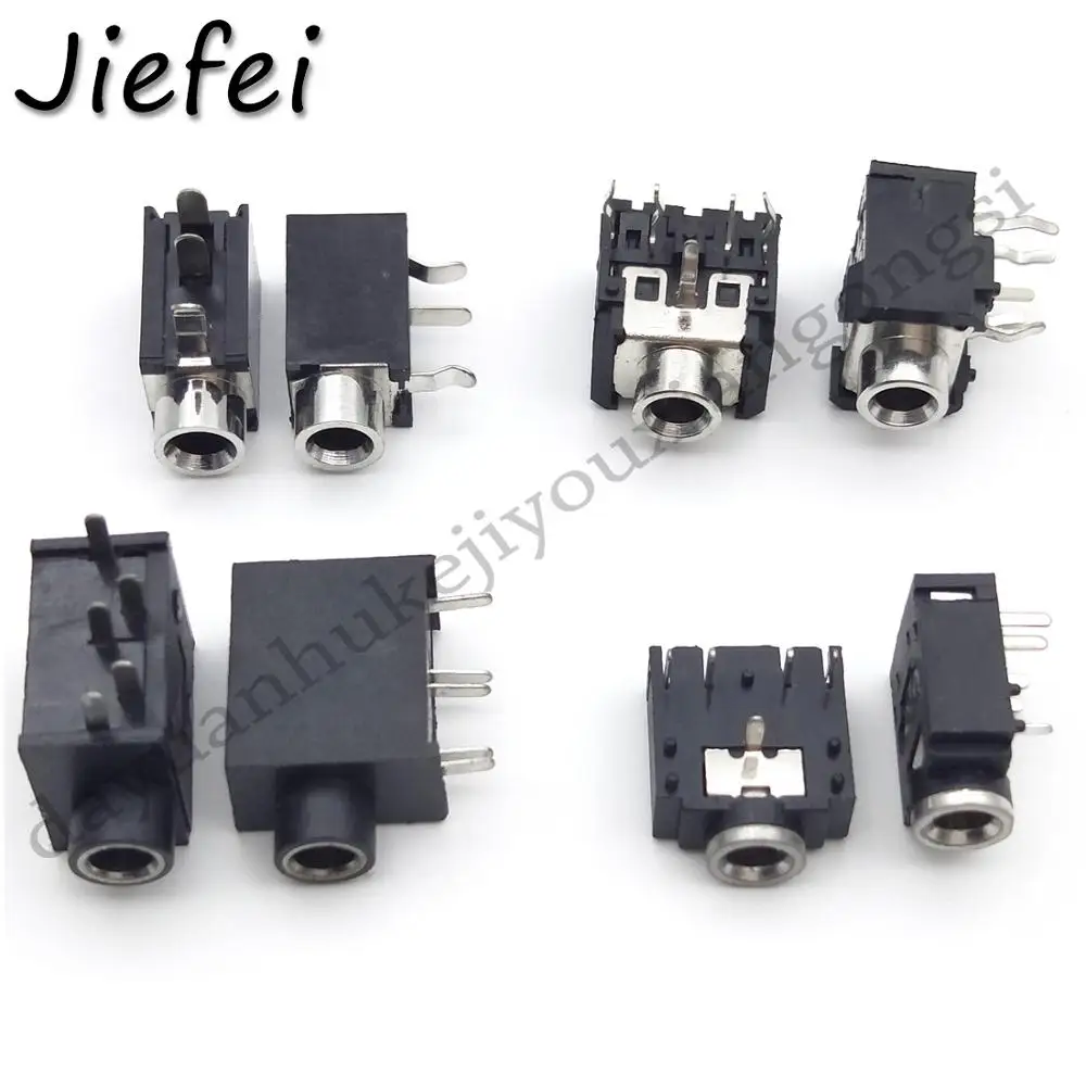 10pcs 1/8" 3.5mm female Headphone DIP 3 pin 5 pin Socket Jack with Nut Panel Mount