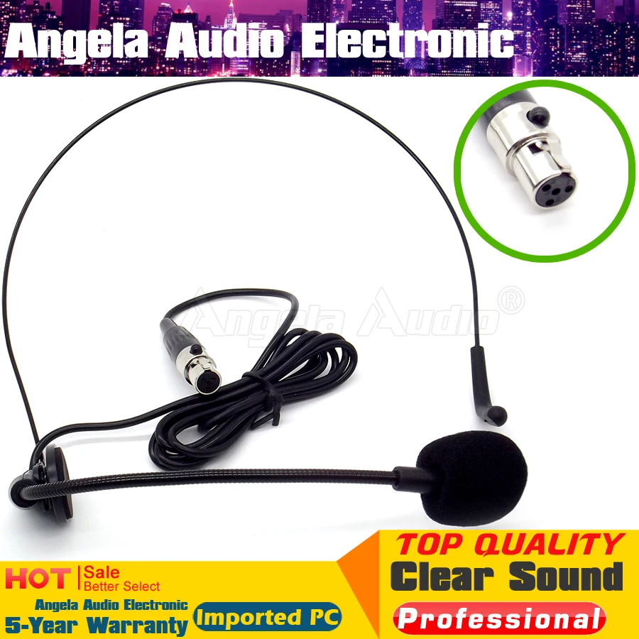 Mini XLR 4 Pin TA4F Plug Headworn Condenser Microphone Headset Mic Mike Microfone For Shure