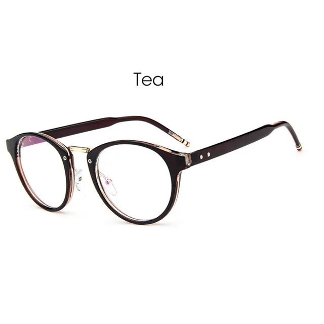 Модная ретро круглая оправа для очков, прозрачная оправа для мужчин и женщин, оптические очки для близорукости, оправа для компьютерных очков - Цвет оправы: tea