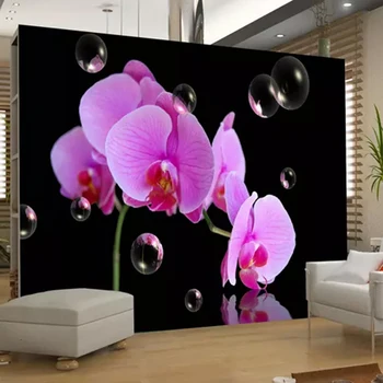 

Custom Any Size Mural Wallpaper 3D Purple Moth Orchid Photo Wall Paper Living Room Bedroom Background Wall Decor Papel De Parede