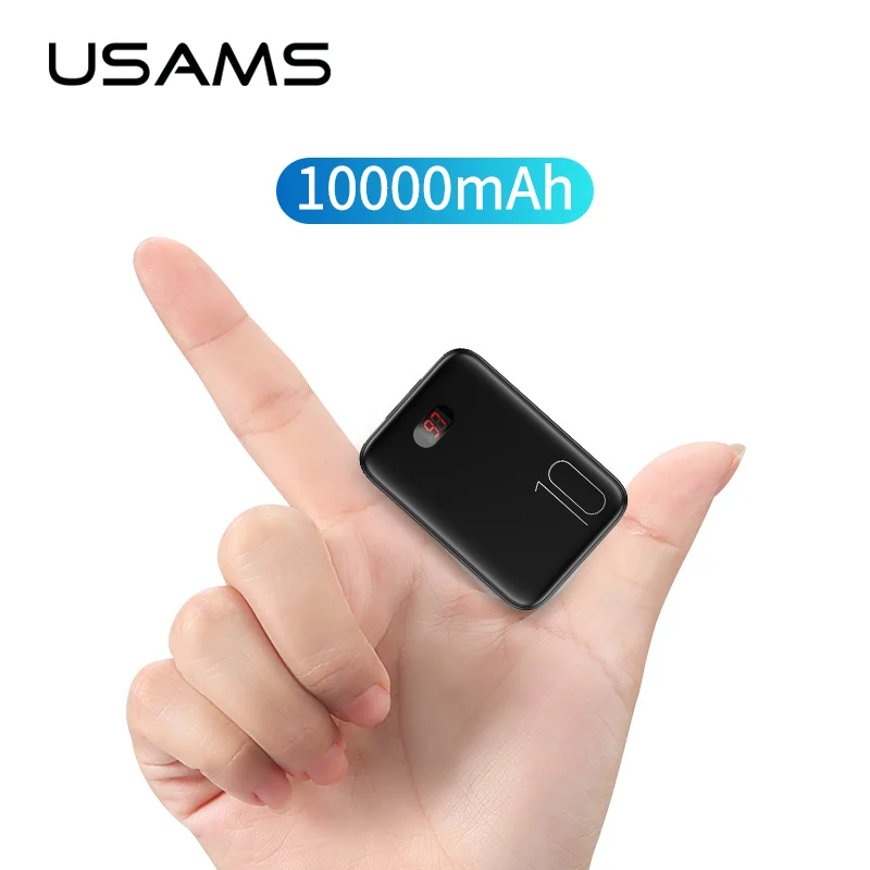 USAMS mi ni портативный внешний аккумулятор 10000 мАч светодиодный портативное зарядное устройство с дисплеем внешний аккумулятор Poverbank Pover Bank быстрое зарядное устройство для xiaomi mi