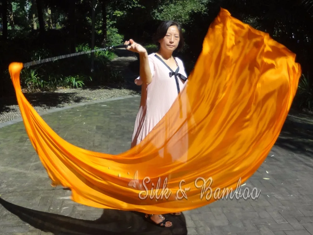 

plain orange, 1 piece 2.3m*0.9m(90"*35") detachable hand painted belly dance silk veil poi, real flowy silk!