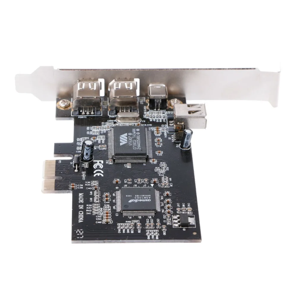 1 компл. PCI-e 1X IEEE 1394A 4 Порты и разъёмы (3 + 1) firewire карты адаптер с 6 Pin до 4 Pin IEEE 1394 кабель для настольных ПК