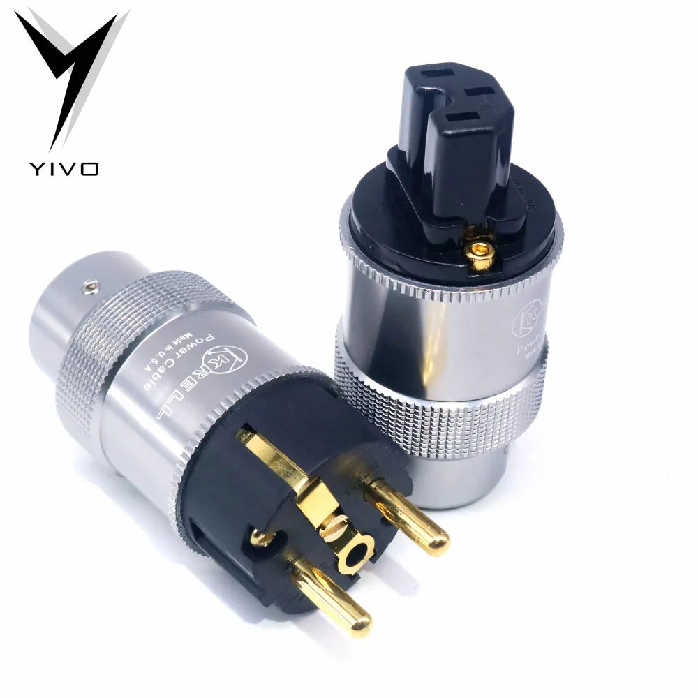 Cena XSSH YIVO czysta miedź 24k pozłacane DIY zasilanie prądem zmiennym elektryczne 15A mężczyzna kobieta ue usa opcjonalne złącze Schuko IEC gniazdo wtykowe