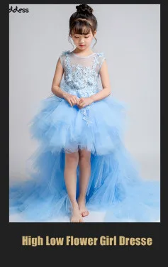 Темно-синее кружево Русалка платье с цветочным узором для девочек свадеб Детские пышные платья вечерние платья девочек vestido de comunion