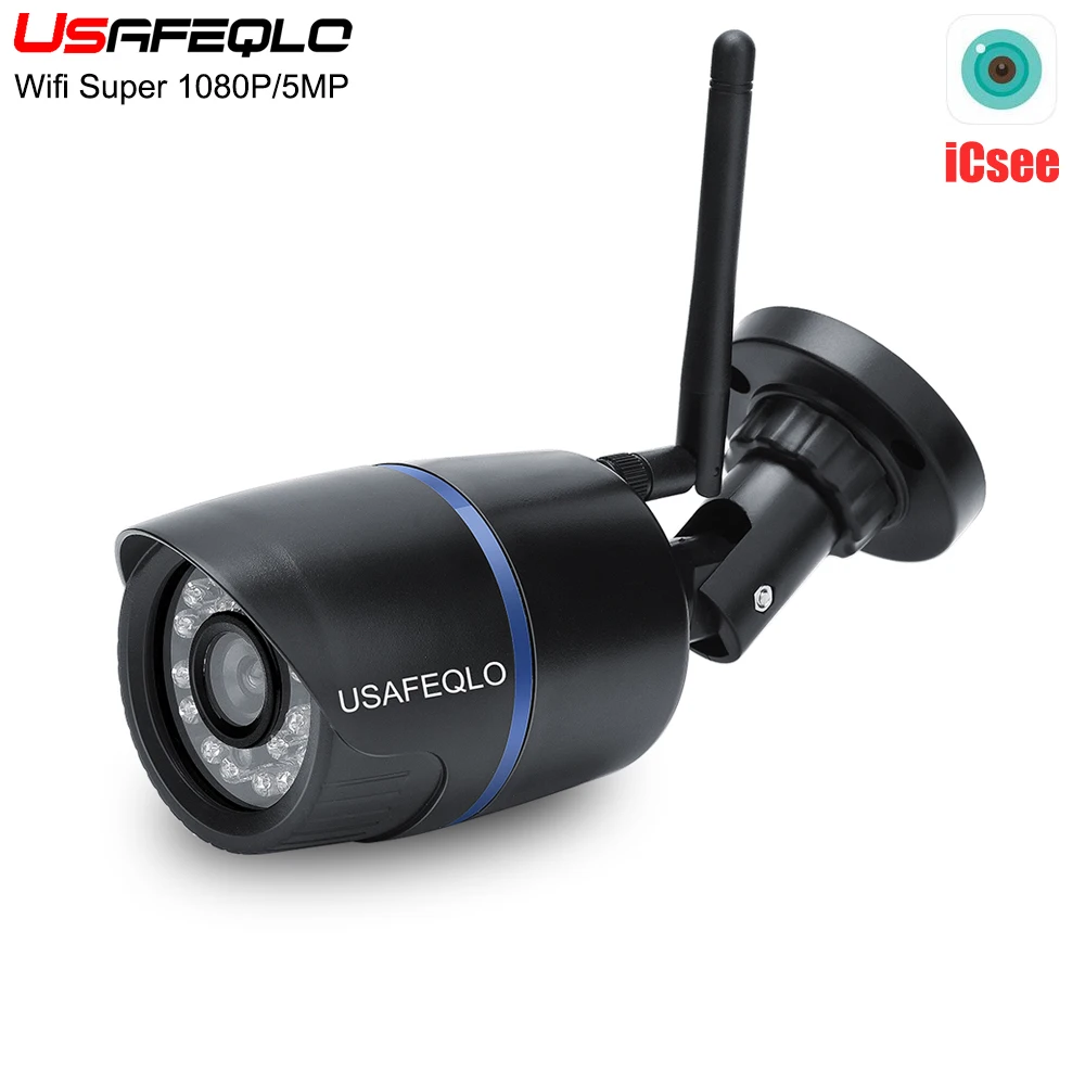 

USAFEQLO iCsee Wifi IP Camera 720P 960P 1080P Wireless Wired ONVIF P2P CCTV Bullet Outdoor Camera With SD Card Slot Max 128G