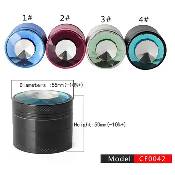 

4 Piece Aluminum Lightning Pattern Clear Top Herb Grinder,tobacco grinder-cf0042