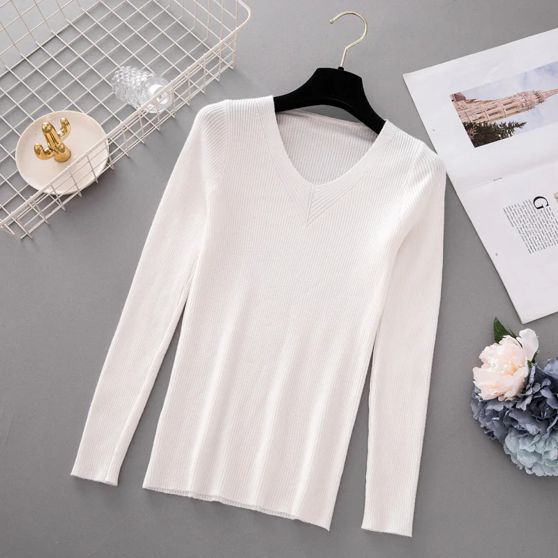 Autumn Pullover Women V Neck Sweater Knitted Jumper Womens Sweaters 2018 Winter Tops For Women Sweaters And Pullovers Trui Dames