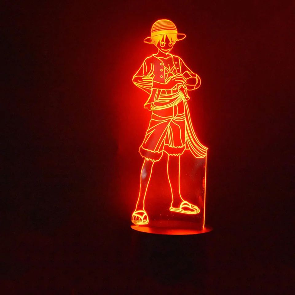 3D Led Vision креативный аниме Луффи моделирование ночной Светильник Usb цельная