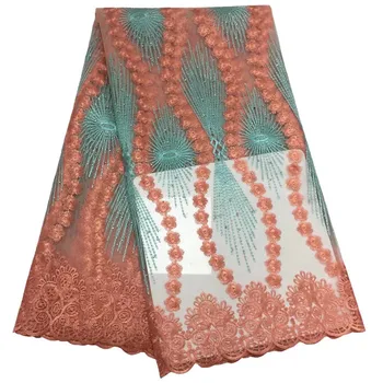

Best Quality African Lace Fabric French Net Lace Fabric High Quality African Mesh Lace Fabric For Women Wedding Dress Pink(5-19