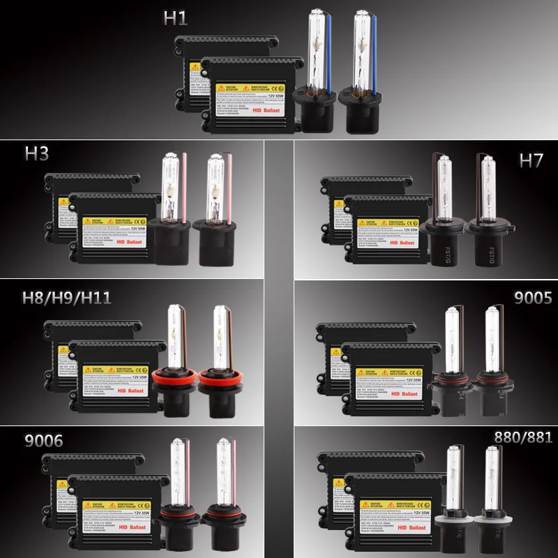 Ксенон спрятал конверсию комплект H7 H11 H1 H3 9005 9006 880 881 H8 H9 HB3 HB4 лампы автомобиля света авто фары w/тонкий балласт 55 W D030