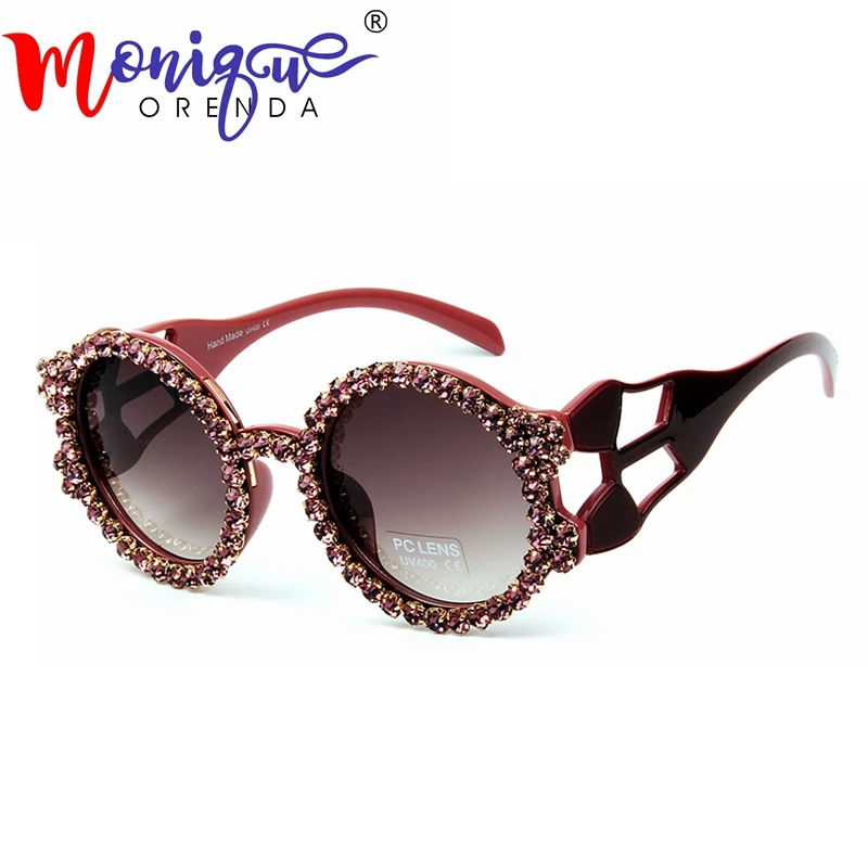 Gafas de sol redondas de mujeres marca hueco Marco de diamantes de gafas sol de mujer 2019 negro marrón Unisex gafas UV400|Gafas de sol para mujer| - AliExpress