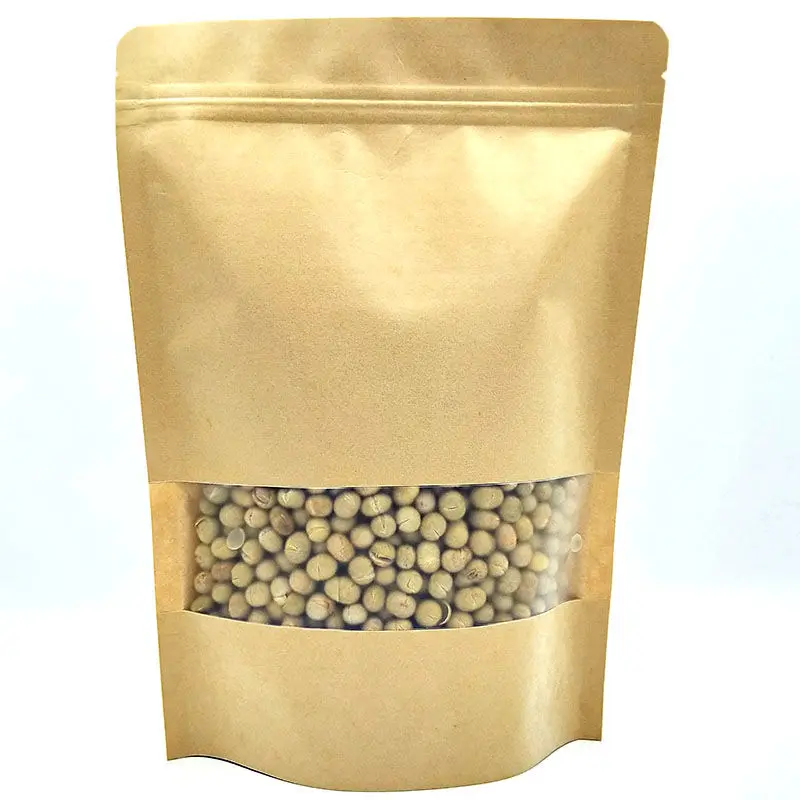

5pcs 10*15cm Paper Gift Bag With Window For Tea Powder Nut Food Cookie Packaging Bags Kraft Paper Zip Lock Bags Gift Bag