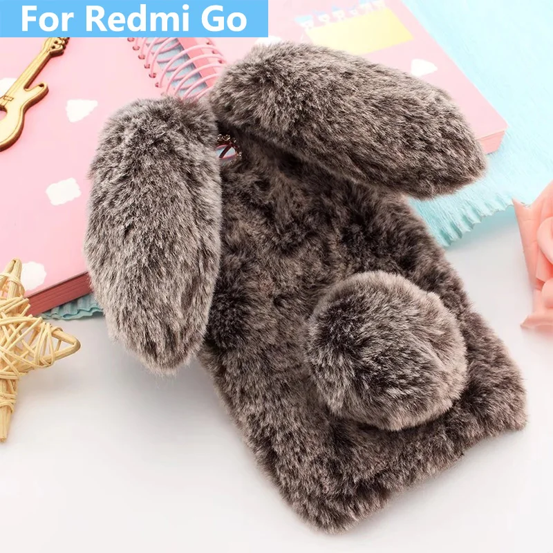 

Plush Bunny Case for Xiaomi Redmi Go 5.0'' Soft Fur Cute 3D Rabbit Ears TPU Bling Diamond Fluffy Phone Case Cover for Redmi Go