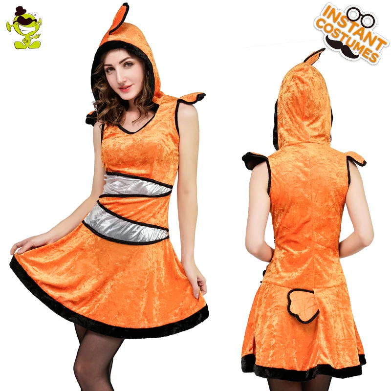 Adult Women's Nemo Costumes Fancy Dress Animal Clownfish Lady's Dress ...