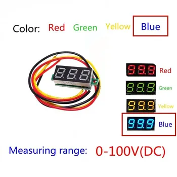 

Blue Three line precision DC digital voltmeter head LED digital voltmeter DC4.5V-30V 0.28 Inch Mini Digital Voltmeter 0-100V