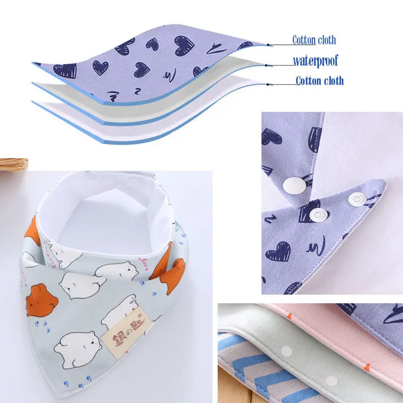 

Baby Girl Boy Waterproof Cartoon Cotton Bibs Burp Cloths Towel Kids Toddler Dinner Feeding Bibs Bandana