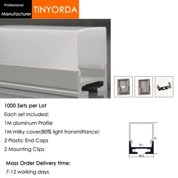 

Tinyorda 1000Pcs (1M Length) Led Alu Profile Led Channel Profil for 17mm LED Strip Light 1M LED Profile Alu Profile channel