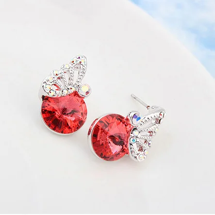 Женские круглые серьги гвоздики с кристаллами Сваровски 100%|earrings for women|round earringsround