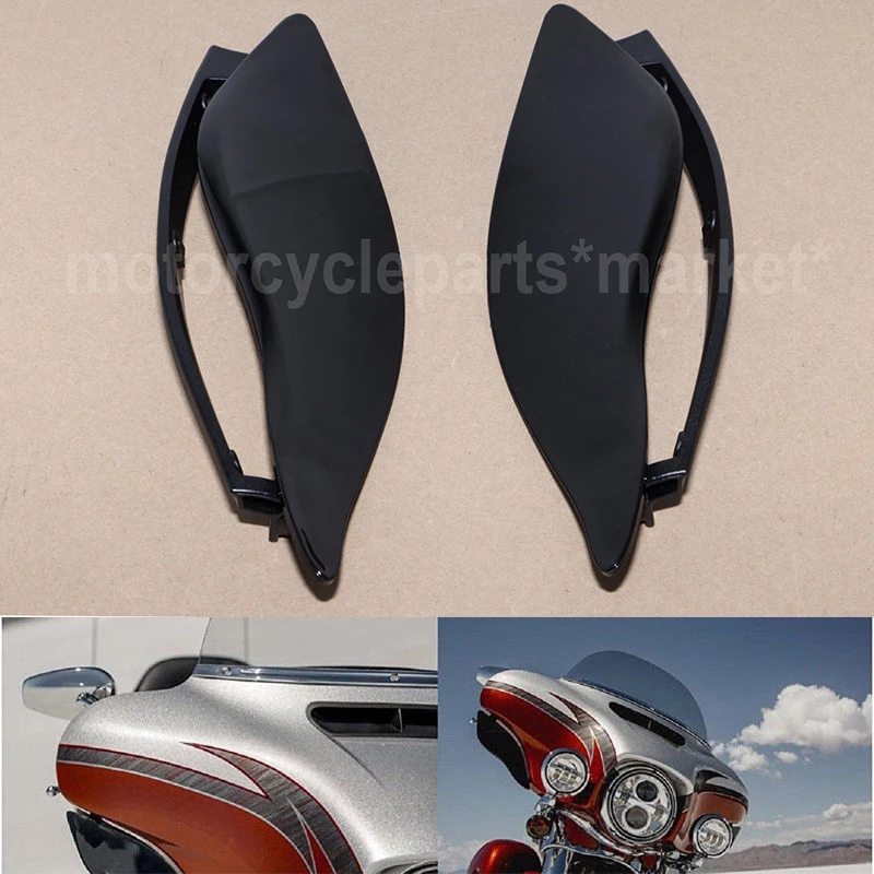 Части мотоцикла черный Регулируемый обтекатель боковые крылья воздушные дефлекторы для Harley Touring CVO Electra Street Tri Glide