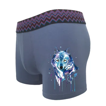 

Colorful Wolf Print Men Cotton Boxer Underwear Plus Size Underpants Breathable Calzoncillo Hombre Sexy Modis Bielizna Comfy 4XL