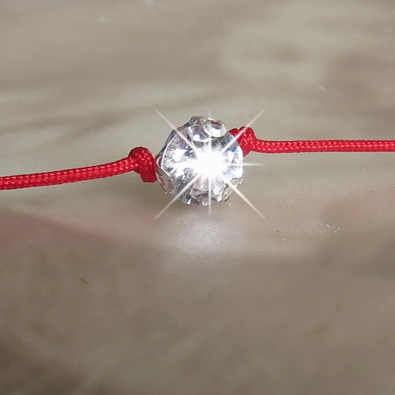 Women Baubles Fashion Jewelry 6mm Brilliant Crystal Zircon thin thread rope lucky red string Charm Bracelets for Best Friend | Украшения и