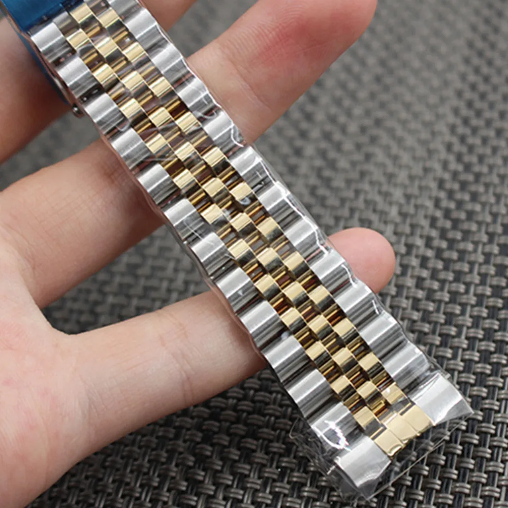 Серебро Золото Oyster Fold Deploy для мужчин t застежка часы ремешок браслет для Rol мужские SS 20 мм часы часть
