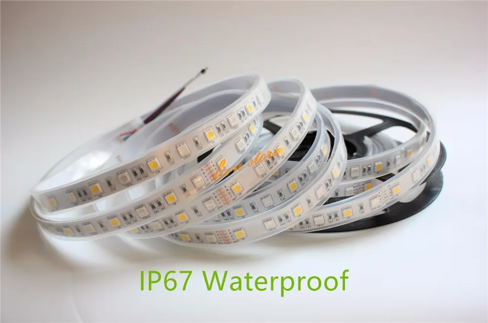 Водонепроницаемый IP67 12 мм PCB DC24V Светодиодная лента 5050 RGBW 60 LED/m RGB + W/RGB WW Гибкая