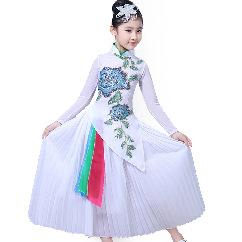 Hanfu Детские Классические танцевальные костюмы для девочек элегантный китайский