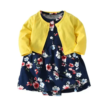 

22 Colors 2pcs baby children kids 2-Piece Traveler Babysoft Bodysuit Dress&Cardigan Soft Cotton Babygirl Dresses Rompers