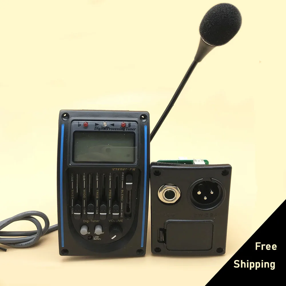 

LC-5 5 Bands Acoustic Guitar Pickup EQ Preamp LCD Tuner Piezo Pickup Equalizer System with Microphone