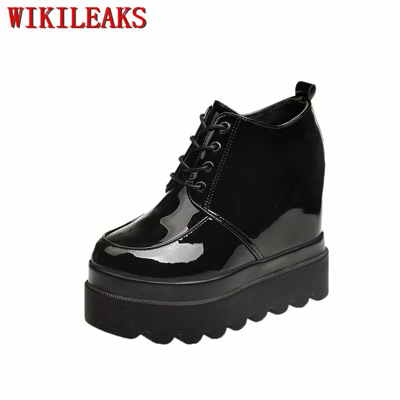 

Luxury Patent Leather Height Increasing Vulcanize Shoes Wedges Shoes For Women Platform Sneakers Tenis Feminino Chaussures Femm