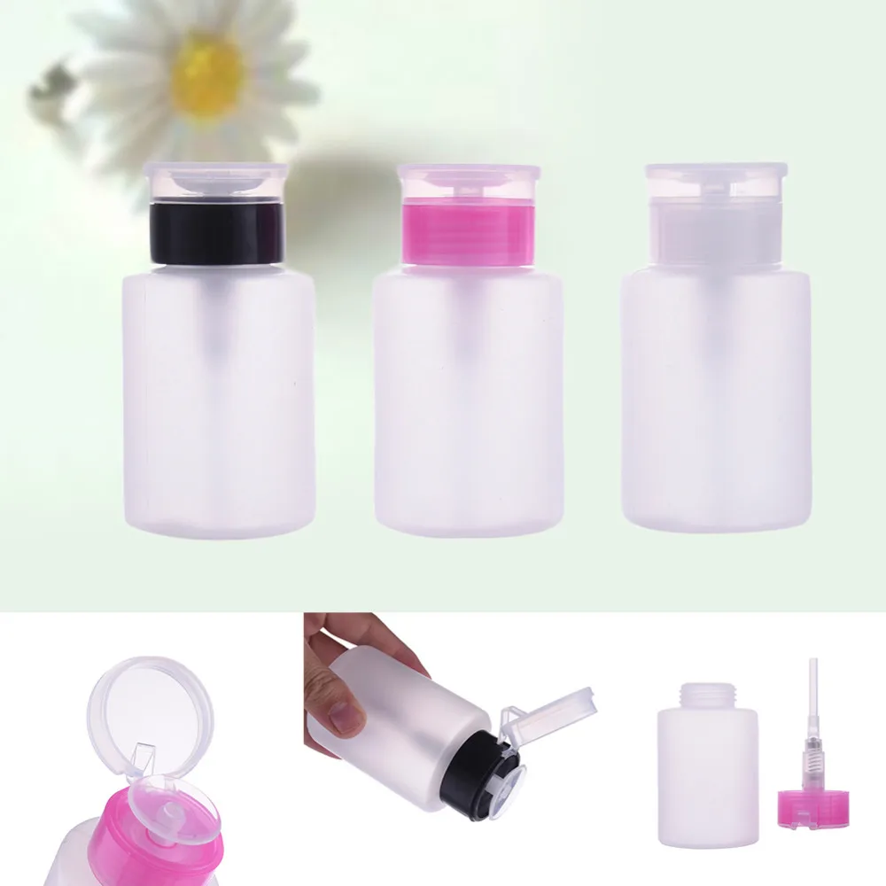 

1pcs Empty Pump Dispenser 3 ColorsNail Polish Liquid Alcohol Remover Cleaner Bottle Atomizer Spray Bottles Nail Art Tools 160ml