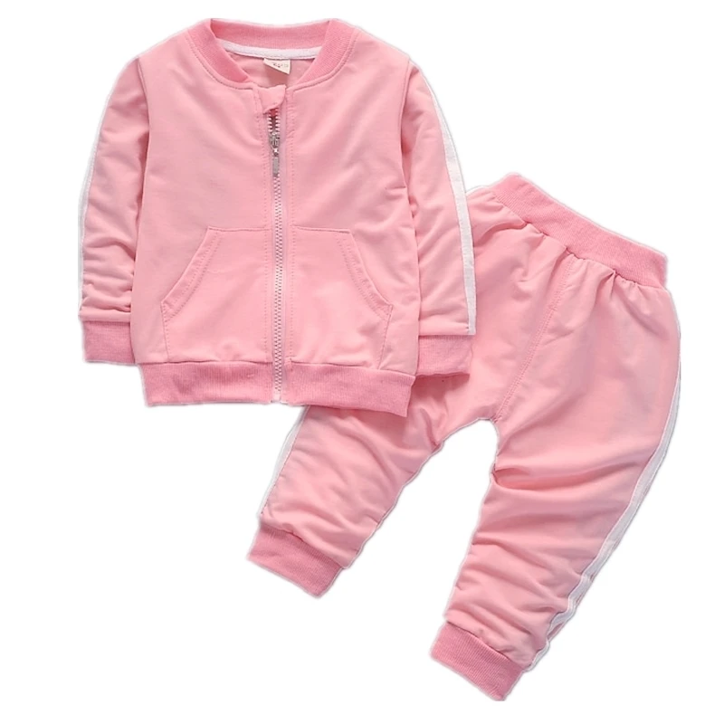 Модная весенне-осенняя хлопковая куртка для маленьких мальчиков и девочек; брюки; комплект из 2 предметов; Спортивный костюм для малышей; одежда для детей; детская одежда на молнии