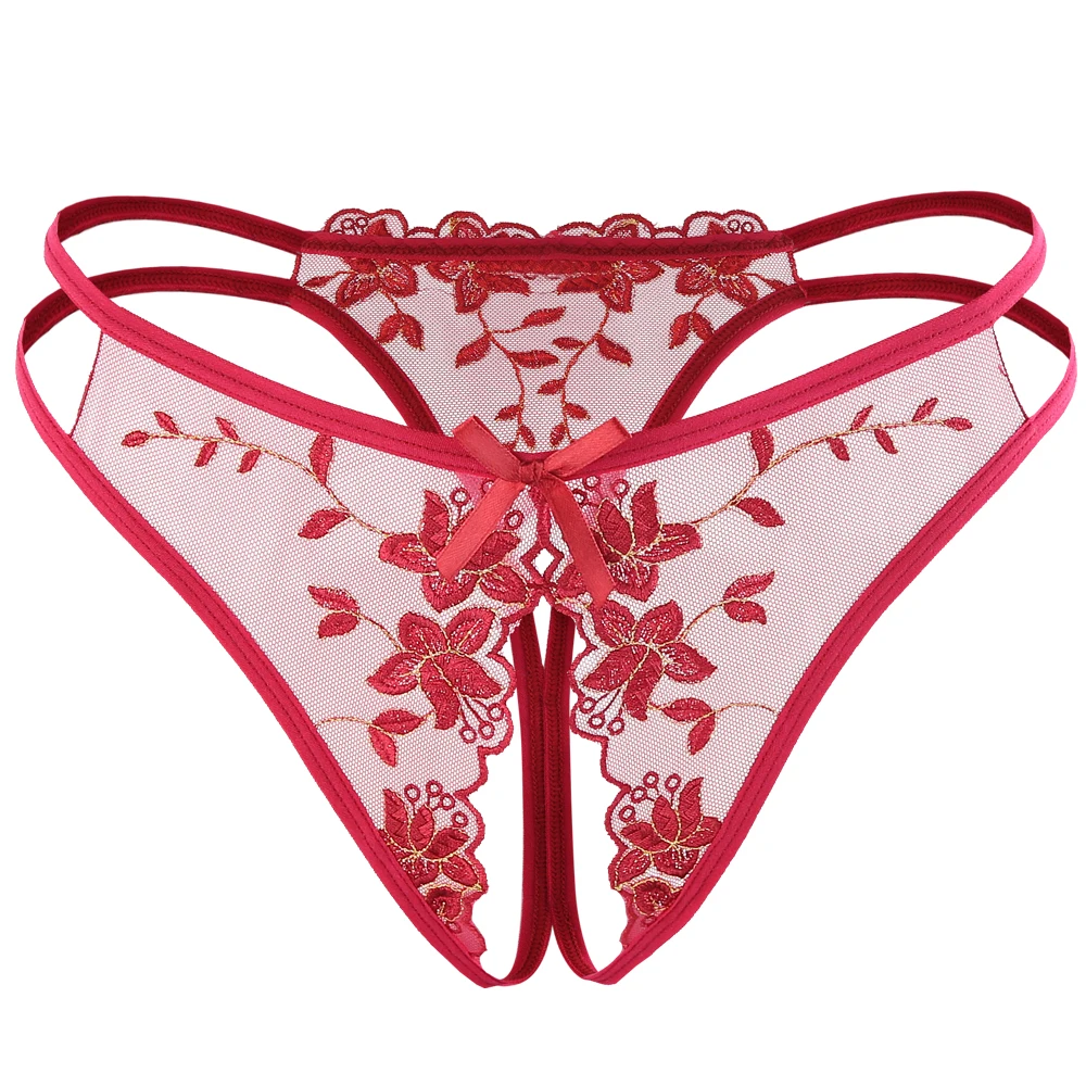 Sexy Erotic Open Crotch Women Panties For Sex Embroidery Lace Erotic 