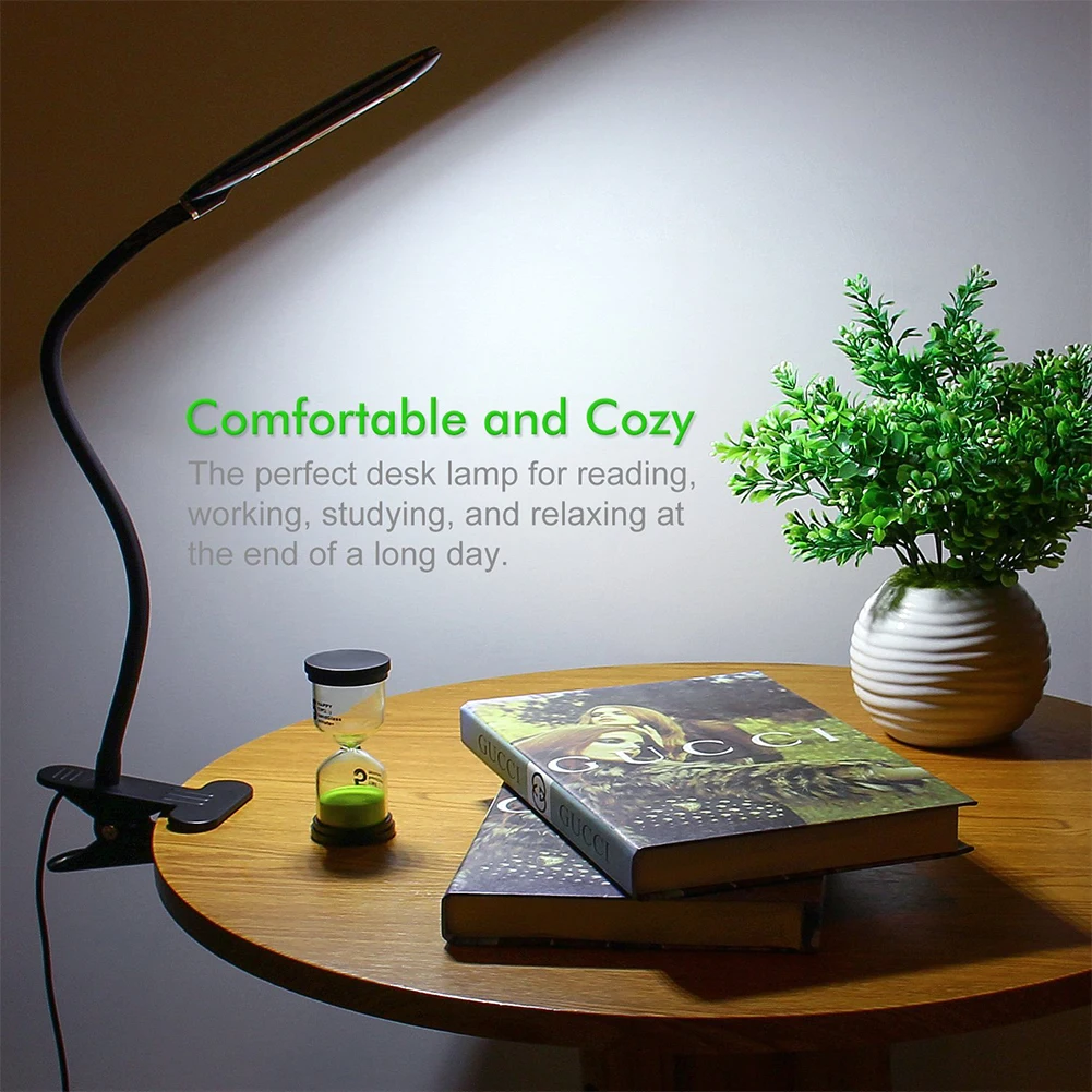 

Dimmable LED Desk Lamp 5W USB Eye-caring Table Lamps with 24 LEDs 3 Modes Flexible Clip On Lights For Reading,Studying,Bedroom
